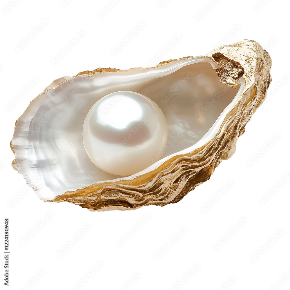 Pearl in an Oyster Shell Brooch Gold Plated Isolated on Transparent Background Pearl in an Oyster Shell Brooch Gold Plated Isolated on Transparent Background