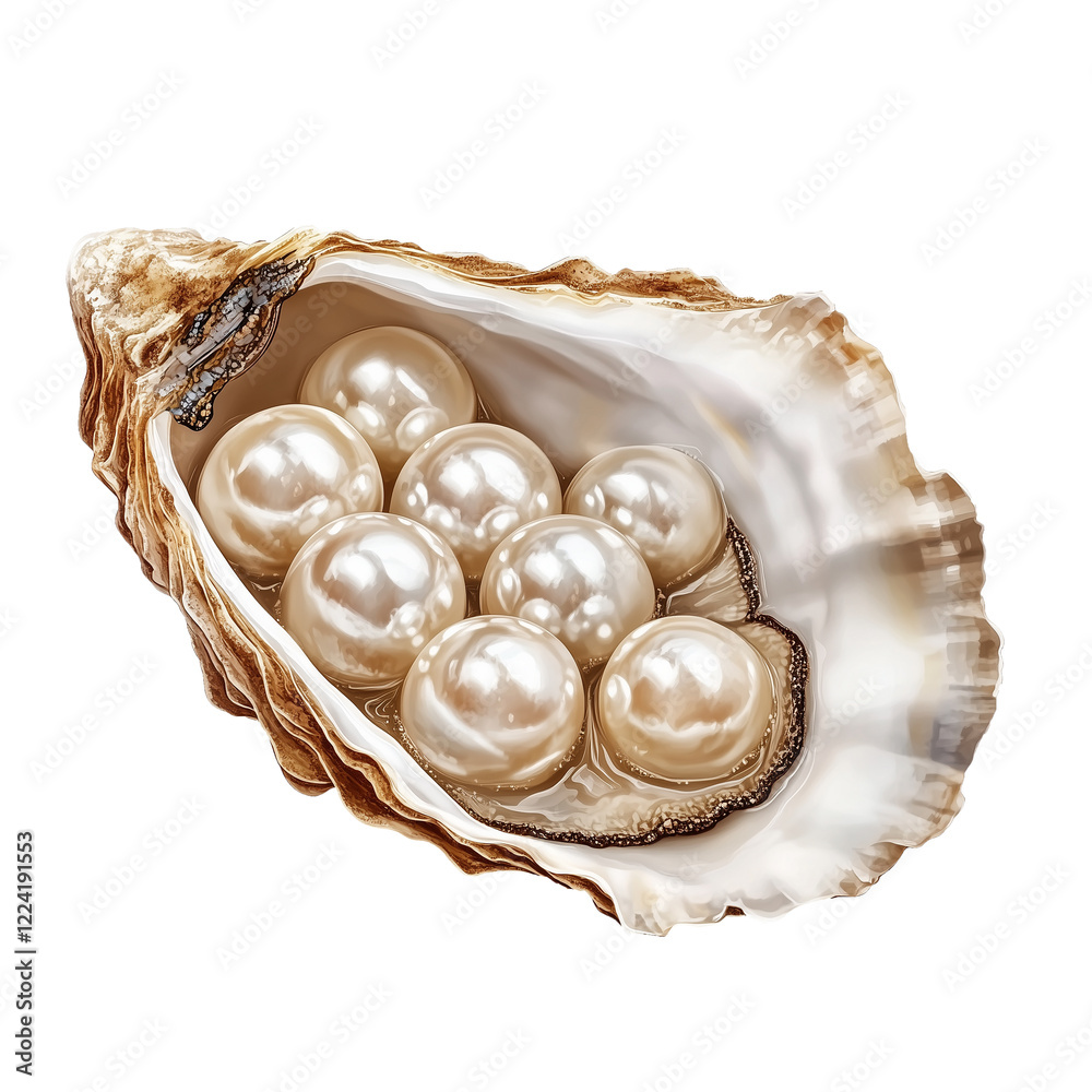 Pearl in an Oyster Shell Brooch Gold Plated Isolated on Transparent Background Pearl in an Oyster Shell Brooch Gold Plated Isolated on Transparent Background