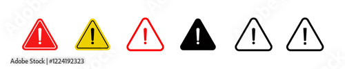 Caution alarm set, danger signs. Attention symbols. Warning and attention icons.