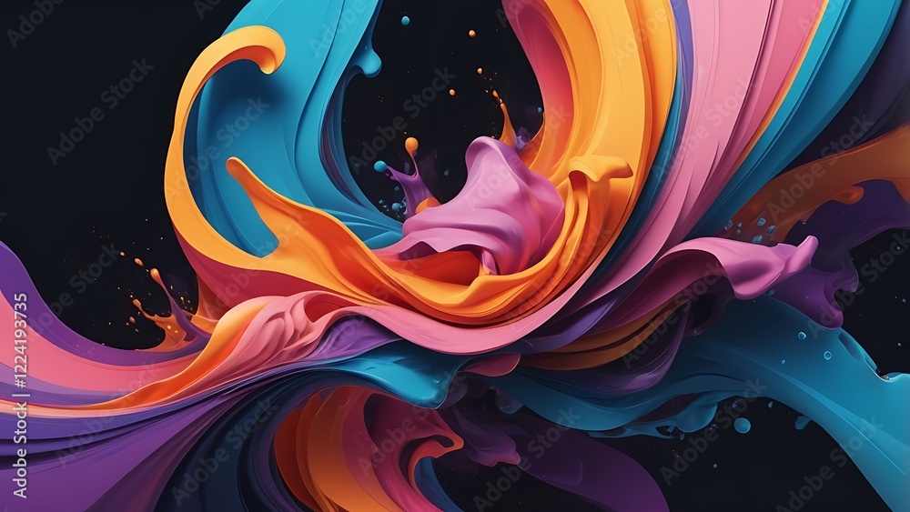 digital abstract artwork illustration background featuring a bold, graphic style with a repeating pattern of interlocking, curved shapes, fills the entire frame creating a sense of movement and flow digital abstract artwork illustration background featuring a bold, graphic style with a repeating pattern of interlocking, curved shapes, fills the entire frame creating a sense of movement and flow