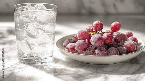 Lime Juice In Glass With Ice Cubes and Dates