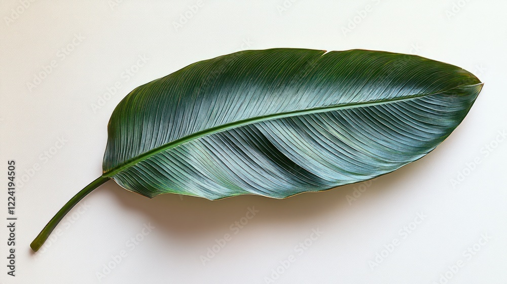 Tropical leaf, flatlay, white background, design element
