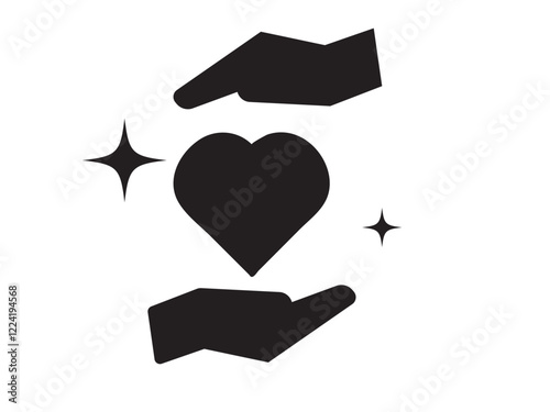 Hands holding heart icon set. save and care life vector symbol. giving love pictogram. give solidarity two hands icon. charity or donation sign. Color editable