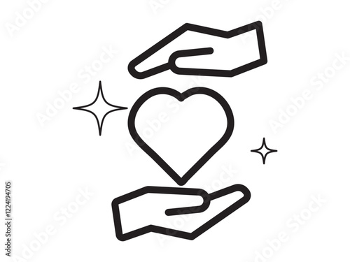 Hands holding heart icon set. save and care life vector symbol. giving love pictogram. give solidarity two hands icon. charity or donation sign. Color editable