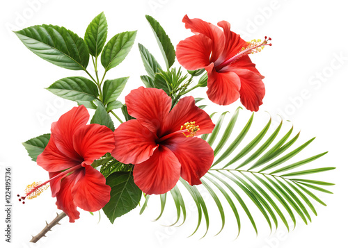 red hibiscus flower isolated
