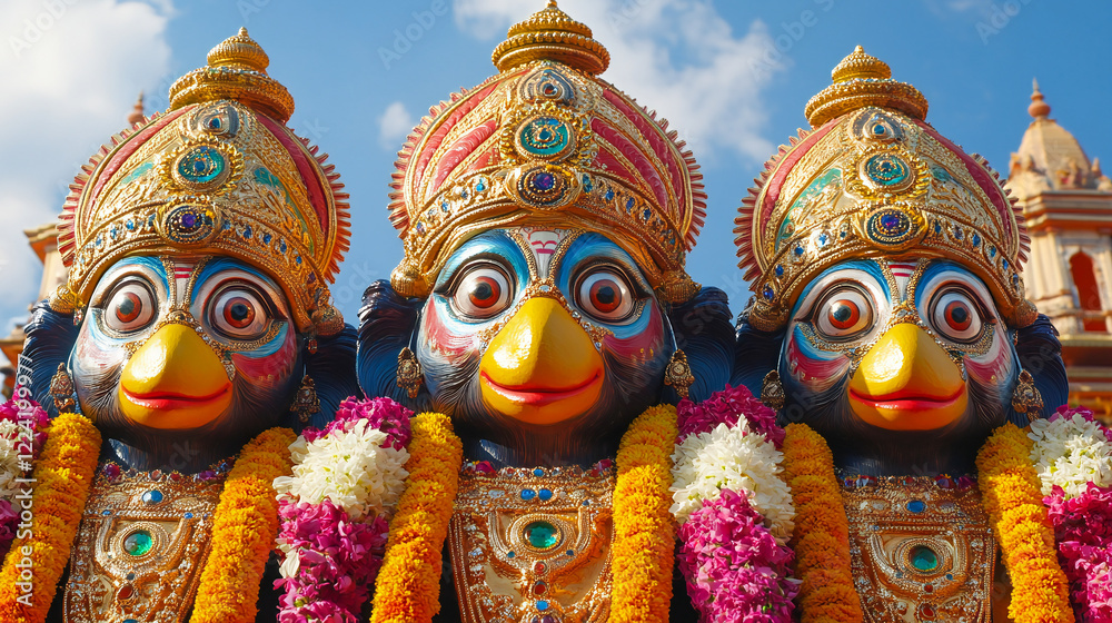 Fototapeta premium Hindu temple dedicated to Jagannath festive and celebratory of the Jagannath Rath Yatra