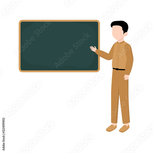 Male Teacher Teaching in front of Class. Education Teacher Illustration