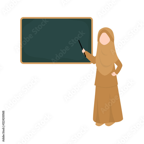 Woman Teacher Teaching in front of Class. Education Teacher Illustration