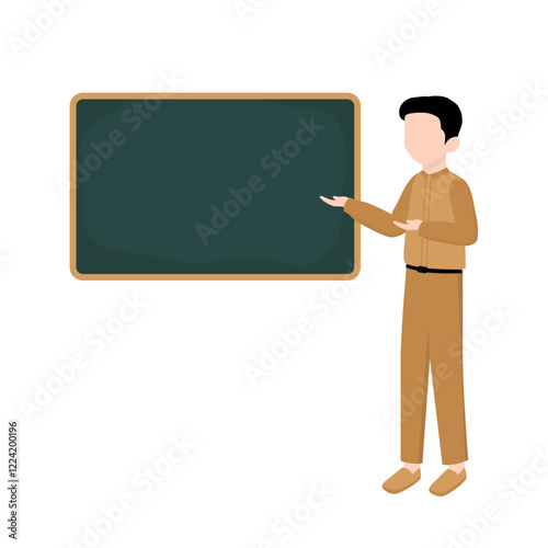 Male Teacher Teaching in front of Class. Education Teacher Illustration