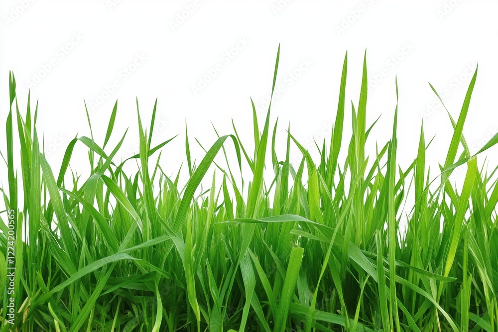 Fototapeta premium Natural Green Grass Field On White Background.