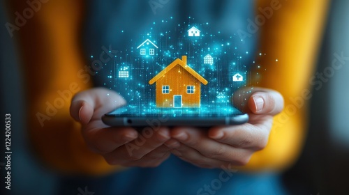 Woman holding smart home app on phone