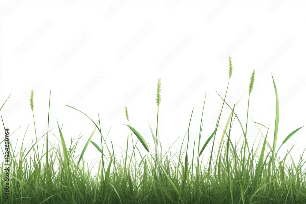 Natural Green Grass Field On White Background. Natural Green Grass Field On White Background.