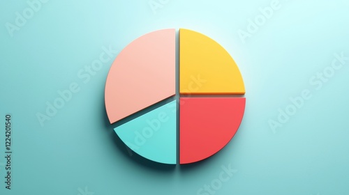 Free Download A colorful pie chart graphic ideal for presentations and data analysis, showcasing divided sections in pastel colors against a light background. - GFXLoad