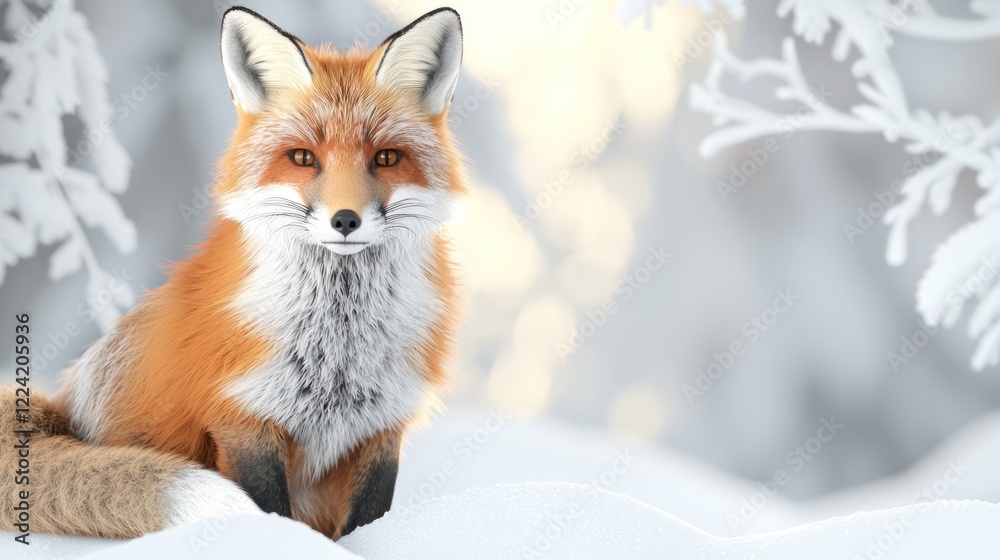 Obraz premium Red Fox in Snowy Forest