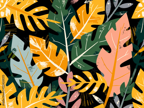  a design pattern using plantain trees leaves as design elemnts