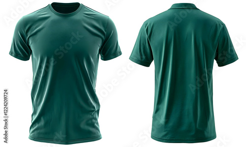 Dark emerald green colour t-shirt frontside backside. a mockup for design. photo