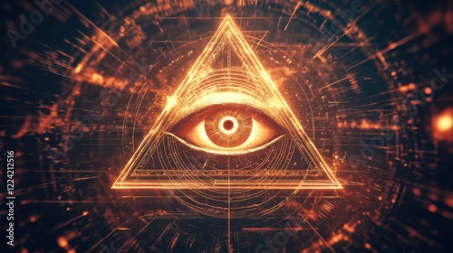 Illuminati Eye within Glowing Triangle Abstract Digital Art photo