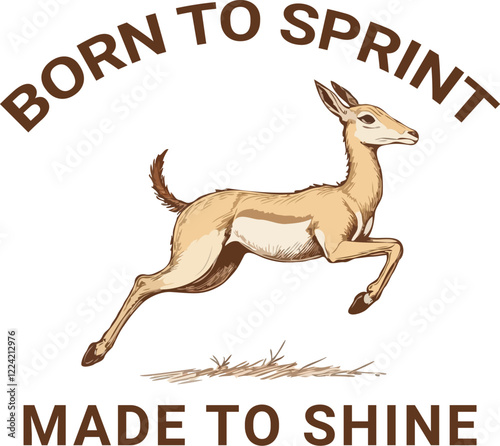 Vector  illustration of  Arabian Sand Gazelle in running. Generative AI.