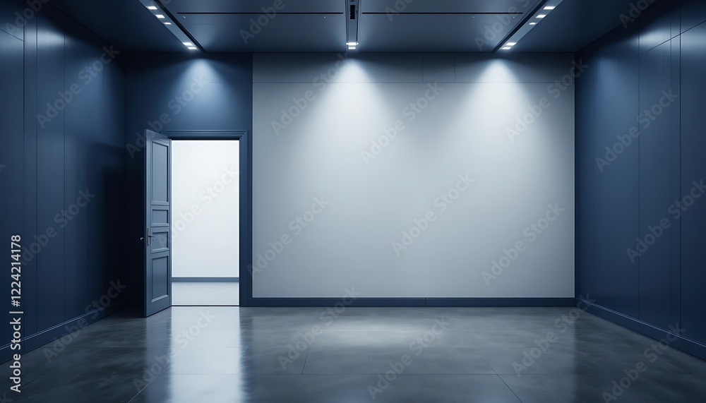 Obraz premium Modern Minimalist Room Interior Design With Open Door