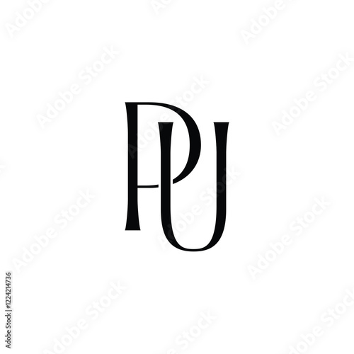 PU monogram logo design letter text name symbol monochrome logotype alphabet character simple logo