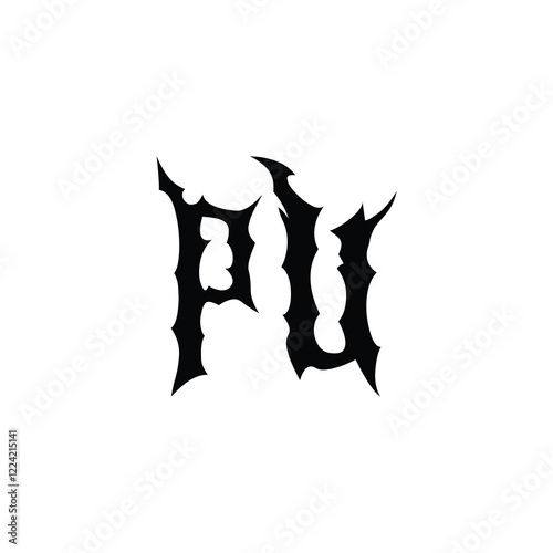 PU monogram logo design letter text name symbol monochrome logotype alphabet character simple logo