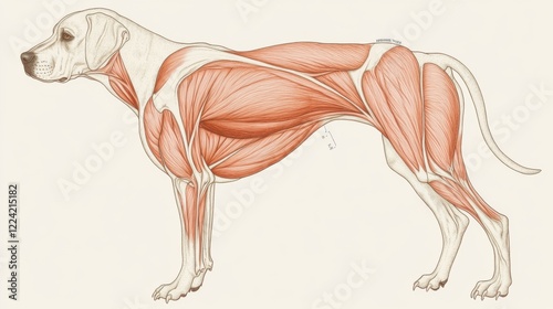 Detailed Canine Musculature Anatomy Illustration: A Comprehensive Guide to Dog Muscle Structure photo