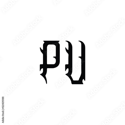 PU monogram logo design letter text name symbol monochrome logotype alphabet character simple logo