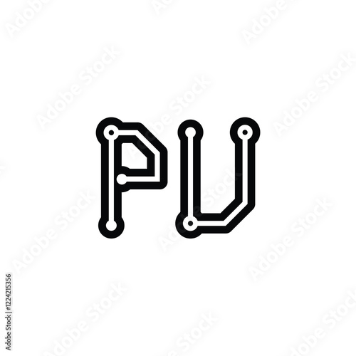 PU monogram logo design letter text name symbol monochrome logotype alphabet character simple logo
