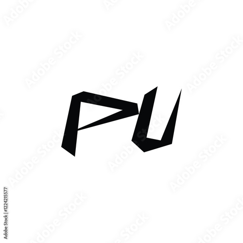 PU monogram logo design letter text name symbol monochrome logotype alphabet character simple logo