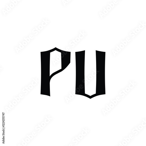 PU monogram logo design letter text name symbol monochrome logotype alphabet character simple logo