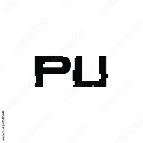 PU monogram logo design letter text name symbol monochrome logotype alphabet character simple logo