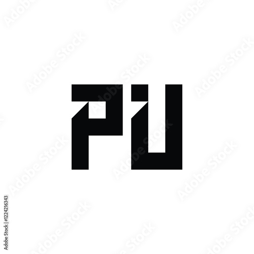 PU monogram logo design letter text name symbol monochrome logotype alphabet character simple logo