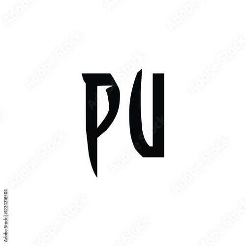 PU monogram logo design letter text name symbol monochrome logotype alphabet character simple logo