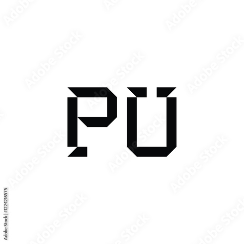 PU monogram logo design letter text name symbol monochrome logotype alphabet character simple logo