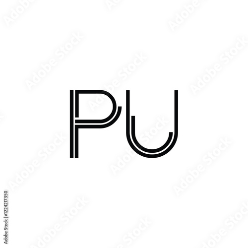 PU monogram logo design letter text name symbol monochrome logotype alphabet character simple logo