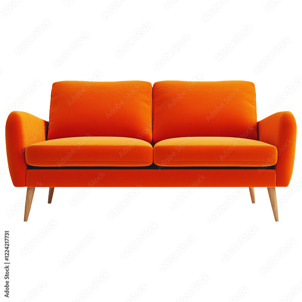 Fototapeta premium Orange Color Sofa Isolated on Transparent Background