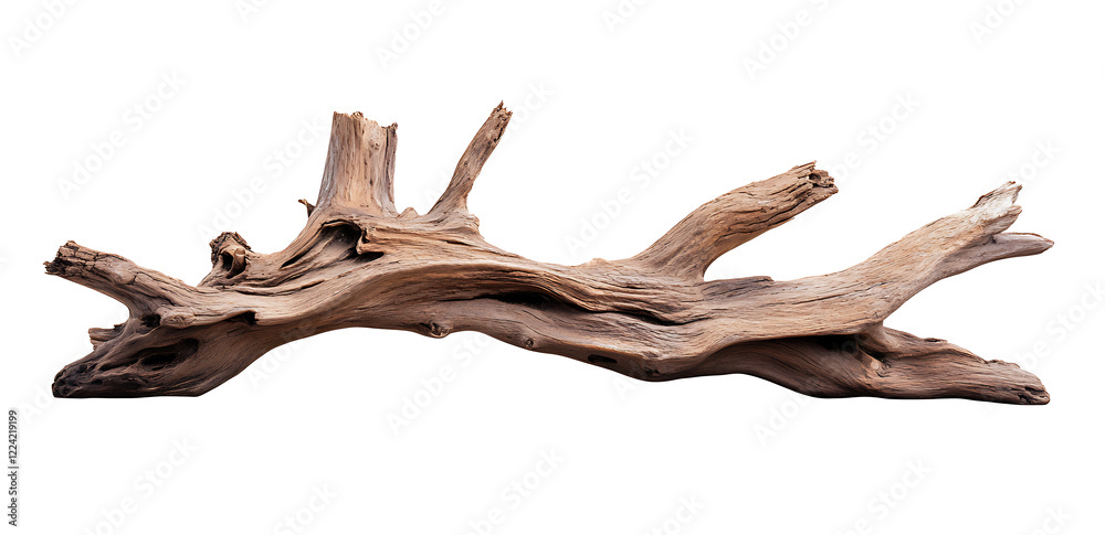Fototapeta premium Isolated driftwood piece on white background