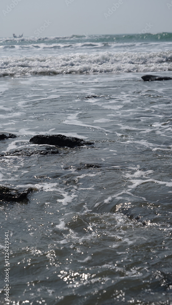 Stormy Ocean Waves Crashing Against a Rugged Coastline: Dramatic and Moody Seascape Stormy Ocean Waves Crashing Against a Rugged Coastline: Dramatic and Moody Seascape