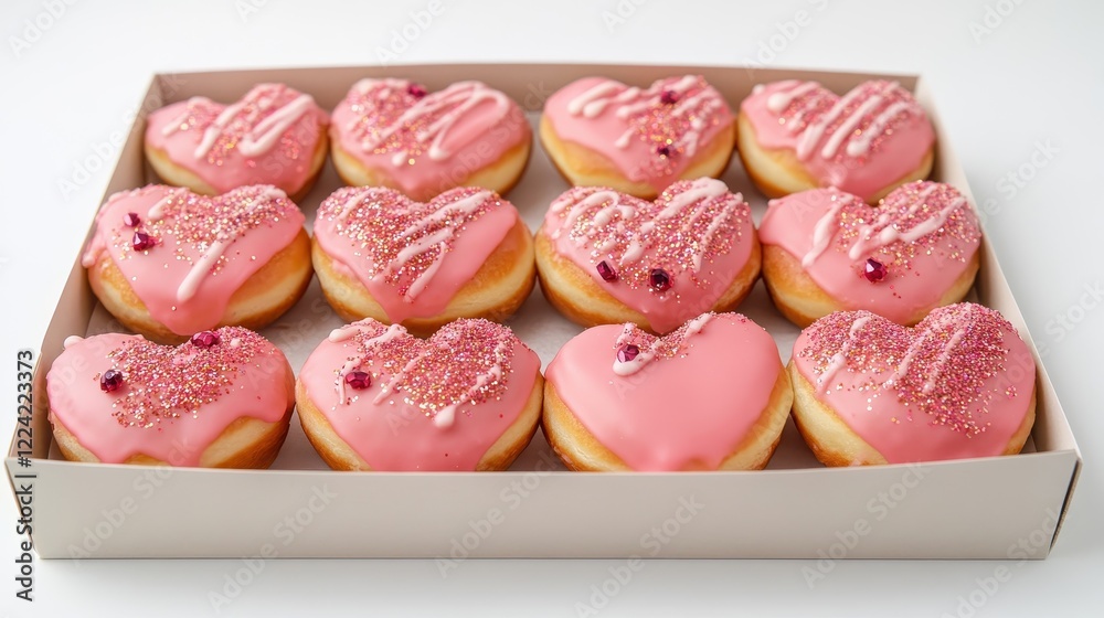 Gourmet Heart-Shaped Donuts in Decorative Box