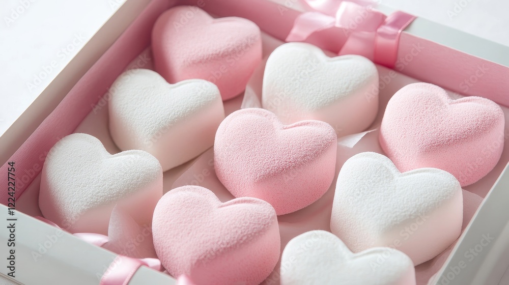 Fototapeta premium Heart-Shaped Pink and White Marshmallows