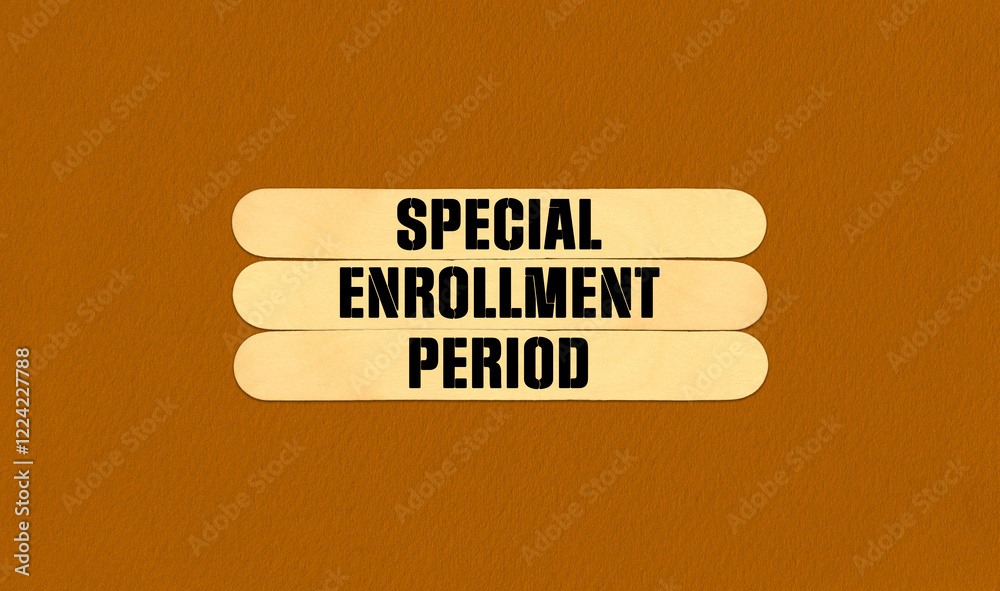 Fototapeta premium Concept word SEP Special Enrollment Period on beautiful wooden stick. Beautiful Orange Chart Paper Background. Business and SEP Special Enrollment Period concept. Copy space