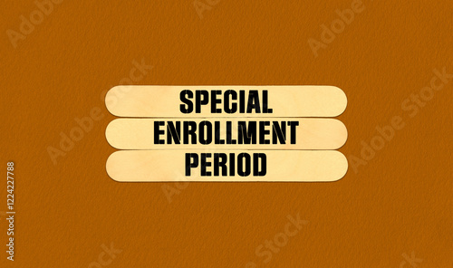 Concept word SEP Special Enrollment Period on beautiful wooden stick. Beautiful Orange Chart Paper Background. Business and SEP Special Enrollment Period concept. Copy space