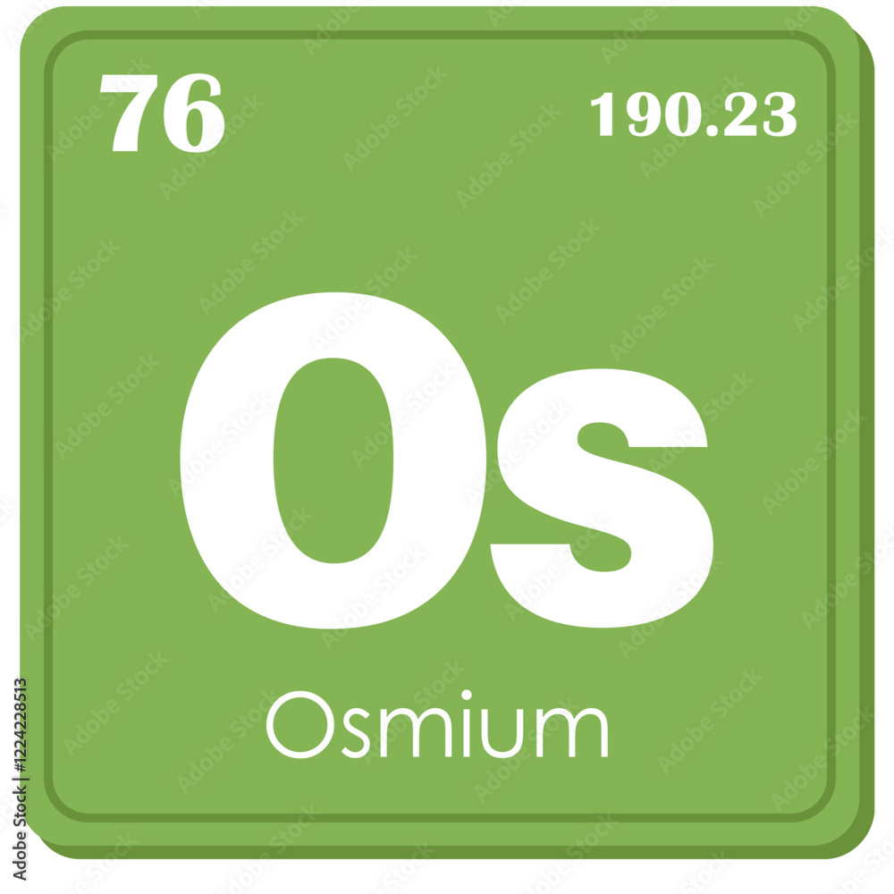 Osmium Chemical Element Square Icon in Periodic Table Isolated on White Background Osmium Chemical Element Square Icon in Periodic Table Isolated on White Background