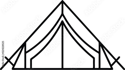 Camping tent outline vector, Camping tent line art drawing