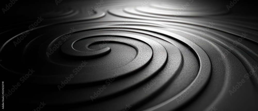 Abstract Black White Grey Monochrome Artwork with Concentric Swirls and Smooth Gradients Abstract Black White Grey Monochrome Artwork with Concentric Swirls and Smooth Gradients