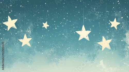 Wallpaper Mural Hanging stars, night sky, dreamy clouds, children's room decor Torontodigital.ca