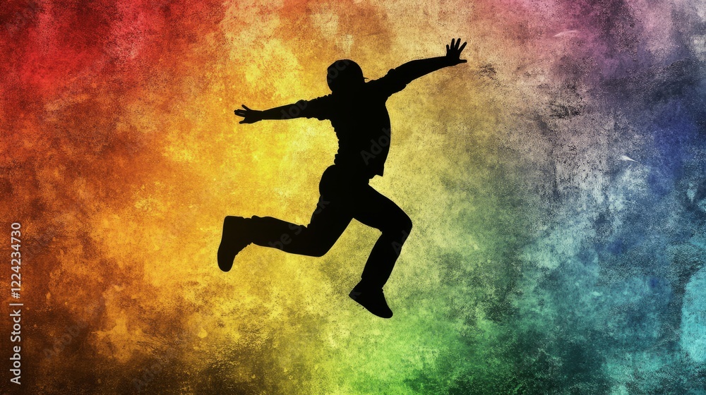 Naklejka premium A man is jumping in the air