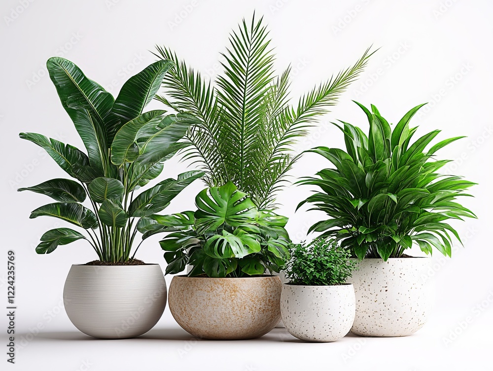 Fototapeta premium Potted plants creating a relaxing indoor garden oasis
