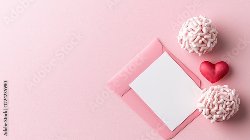 Pink Valentine's Day card mockup with copy space
