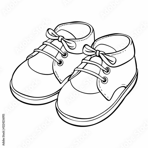 Baby shoes outline illustration for nursery and infant-related designs